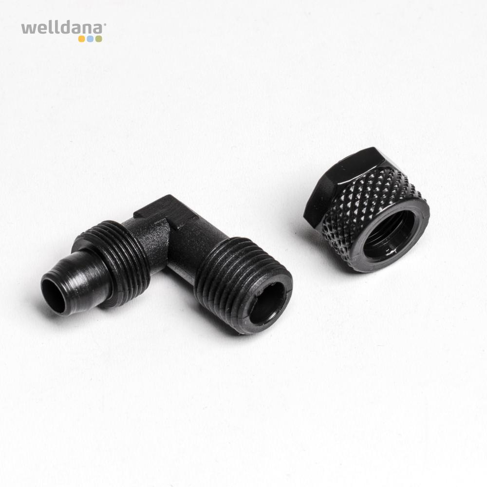 Adapter 90º ¼"x8/10 mm. m/omløber - Billede 2