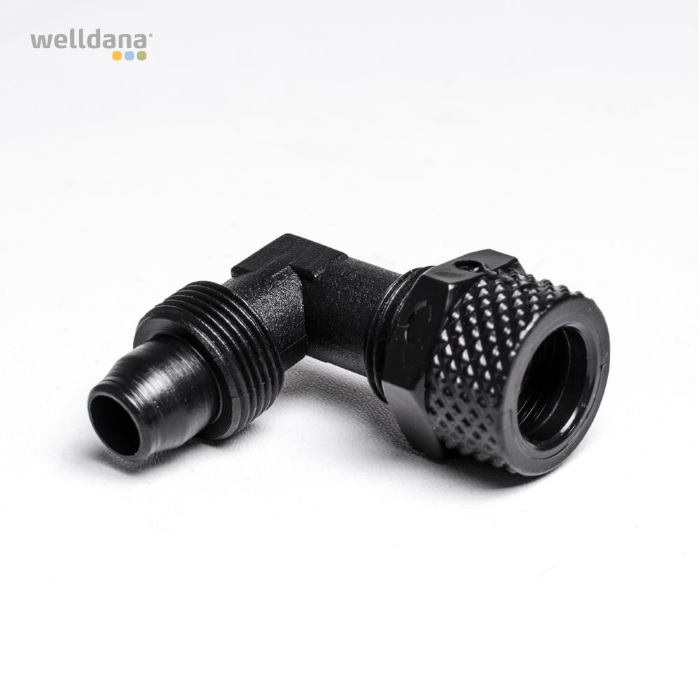 Adapter 90º ¼"x8/10 mm. m/omløber - Billede 3